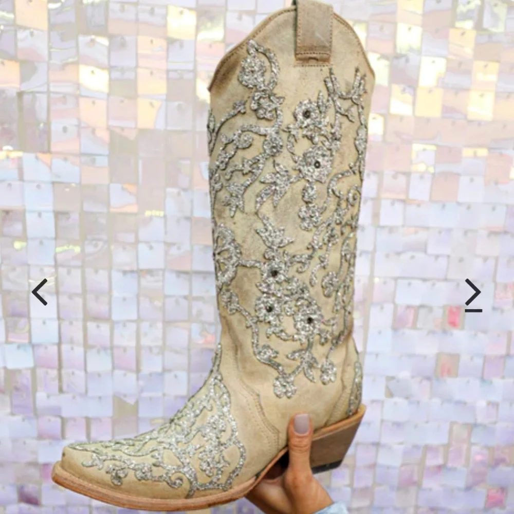 ๐คNIB Corral Bone Overlay & Embroidery Floral Boots๐ค - Picture 9 of 17